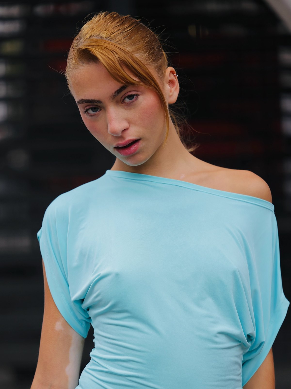 Loeva in a blue top