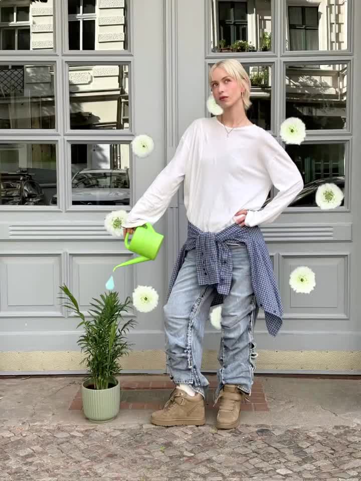 UGG creator content with floating flowers